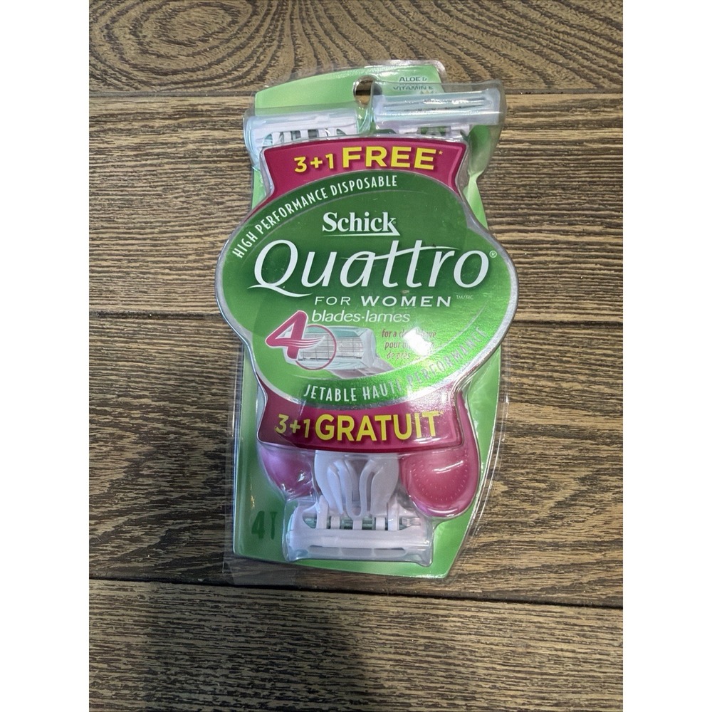 VTG 2006 SCHICK QUATTRO ALOE & VITAMIN E WOMEN'S DISPOSABLE RAZORS 3 PACK
